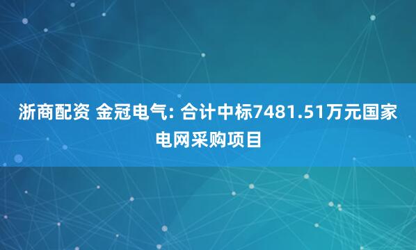 浙商配资 金冠电气: 合计中标7481.51万元国家电网采购项目