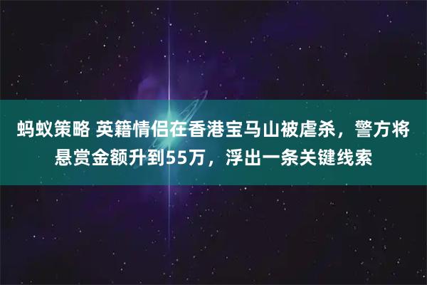 蚂蚁策略 英籍情侣在香港宝马山被虐杀，警方将悬赏金额升到55万，浮出一条关键线索